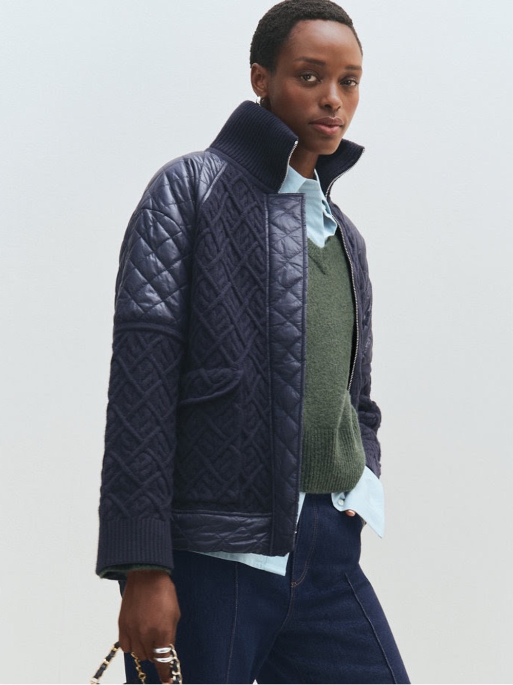 NWOT Navy heavy knit jacket